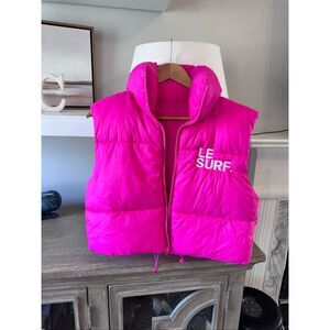 Le Surf Pink Puffer Vest Size Small